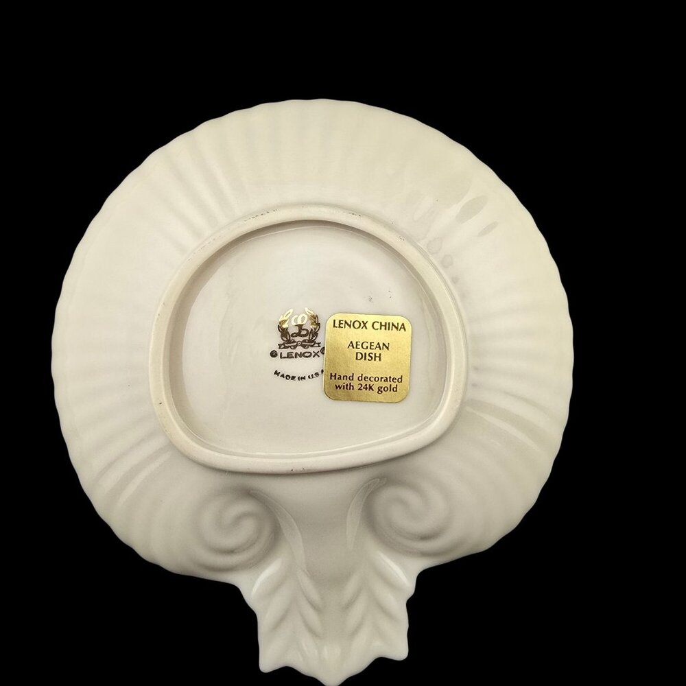 Lot of 3 Lenox Dish Hand-Decorated 24K Gold Textured Bowl & Shell-Inspired Vase - Picture 4 of 16